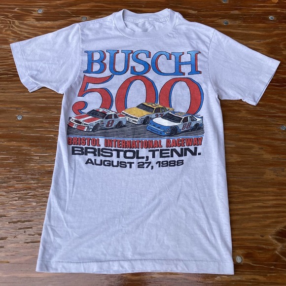 Size fits S 80s 1988 BUSCH 500 Bristol International Raceway T-Shirt Tee NASCAR - Picture 1 of 4
